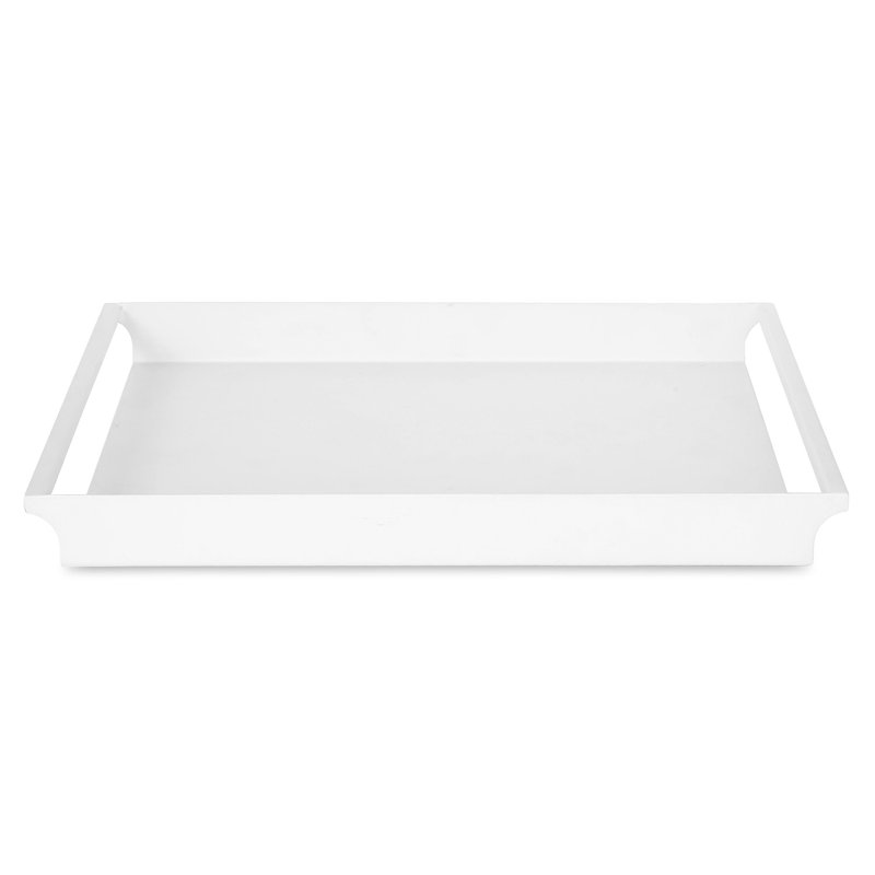 Ebern Designs Boyse Matte White Decorative Metal Serving Tray Wayfair